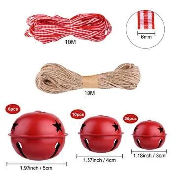 KUUQA 36 Pcs Christmas Jingle Bells Craft Bells Christmas Bells with Star for Christmas Party Christmas Tree Wreath Ornaments Holiday DIY Decorations