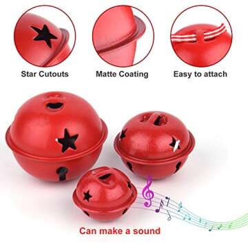 KUUQA 36 Pcs Christmas Jingle Bells Craft Bells Christmas Bells with Star for Christmas Party Christmas Tree Wreath Ornaments Holiday DIY Decorations