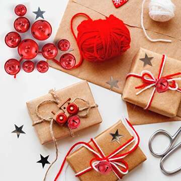KUUQA 36 Pcs Christmas Jingle Bells Craft Bells Christmas Bells with Star for Christmas Party Christmas Tree Wreath Ornaments Holiday DIY Decorations