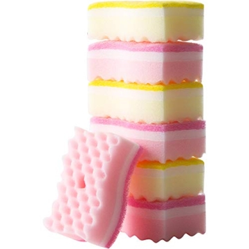 Yellow Pink Colors Non-Scratch Scrub Sponges for Kitchen Cleaning