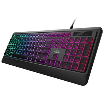 Fiodio Rainbow Membrane Gaming Keyboard, Quiet Wired Computer Keyboard, 104 Silent & 26 Anti-Ghostin...