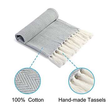 Mia'sDream Tassels Cotton Hand Face Head Guest Gym Towel Set Washcloth Kitchen Tea Towel Dish Cloth Set 3 Pack 16inch X 24inch (Grey)