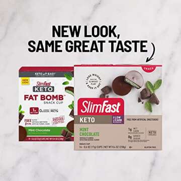 SlimFast Keto Fat Bomb Snack Cup, Mint Chocolate, Keto Snacks for Weight Loss, Low Carb with 0g Added Sugar, 14 Count Box (Packaging May Vary)