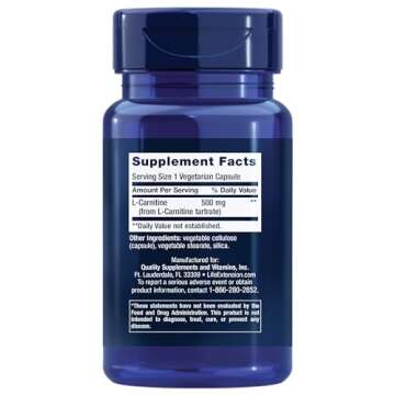 Life Extension L-Carnitine 500 mg – Dual Support for Energy & Memory