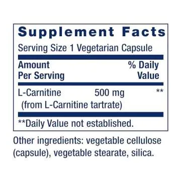 Life Extension L-Carnitine 500 mg Energy Memory Supplement
