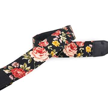 Wolven Pattern Cotton Camera Neck Shoulder Strap Belt Compatible with DSLR/SLR/Men/Women etc, Black Rose