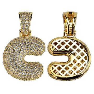 Apzzic Iced Out Letter Necklace A-Z Gold for Men Women