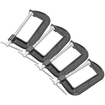 Abuff Heavy Duty 4 Piece 6 Inch C Clamp Set for Woodworking