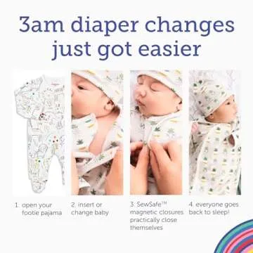 Magnetic Me Footie Pajamas 100% Organic Cotton Baby Girls Sleepwear Quick Magnetic Fastener Sleeper Bedford Floral 3-6 Months