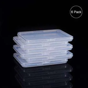BENECREAT 6 Pack 4.9x4.4x0.43 Inches Rectangle Clear Plastic Bead Storage Containers Box Drawer Organizers with Lid for Beads Cards and Other Craft Accessories
