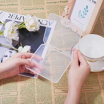 BENECREAT 6 Pack 4.9x4.4x0.43 Inches Rectangle Clear Plastic Bead Storage Containers Box Drawer Organizers with Lid for Beads Cards and Other Craft Accessories