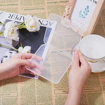 BENECREAT 6 Pack 4.9x4.4x0.43 Inches Rectangle Clear Plastic Bead Storage Containers Box Drawer Organizers with Lid for Beads Cards and Other Craft Accessories