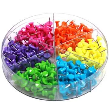 Decorative Multi-Colored Push Pins for Home & Office, Six Colors for Different Projects in Reusable ...