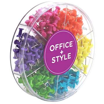 Decorative Multi-Colored Push Pins for Home & Office, Six Colors for Different Projects in Reusable Organizing Container, 240 Pieces, by Office Style, Standard (A1-240PCSCLRPP)
