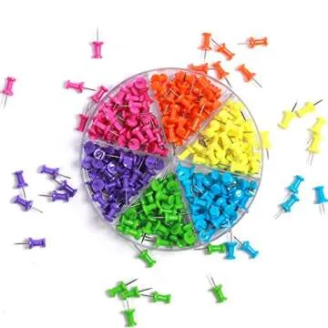 Decorative Multi-Colored Push Pins for Home & Office, Six Colors for Different Projects in Reusable Organizing Container, 240 Pieces, by Office Style, Standard (A1-240PCSCLRPP)