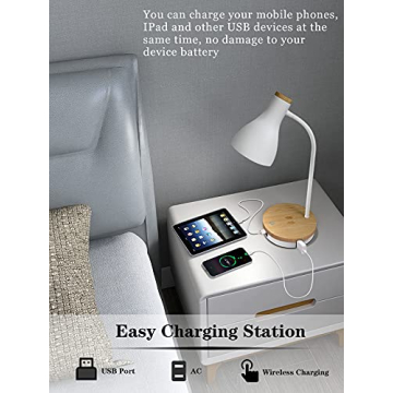 Versatile Metal Desk Lamp with Wireless Charging & USB Ports