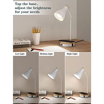 Versatile Metal Desk Lamp with Wireless Charging & USB Ports