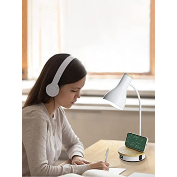 Versatile Metal Desk Lamp with Wireless Charging & USB Ports