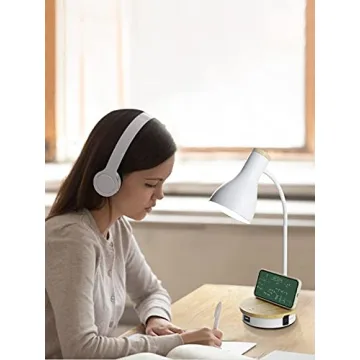 Versatile Metal Desk Lamp with Wireless Charging & USB Ports