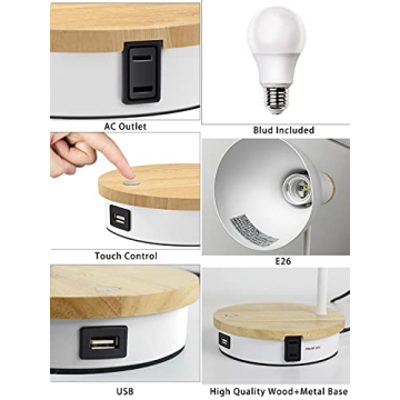 Versatile Metal Desk Lamp with Wireless Charging & USB Ports