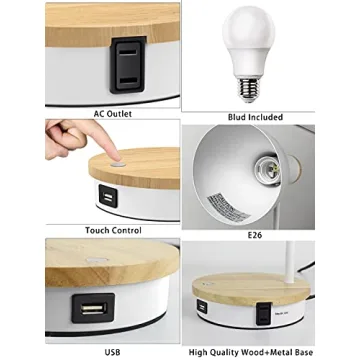 Versatile Metal Desk Lamp with Wireless Charging & USB Ports