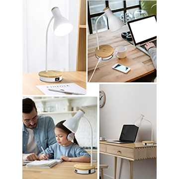 Versatile Metal Desk Lamp with Wireless Charging & USB Ports