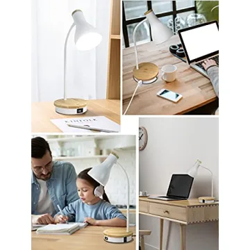 Versatile Metal Desk Lamp with Wireless Charging & USB Ports
