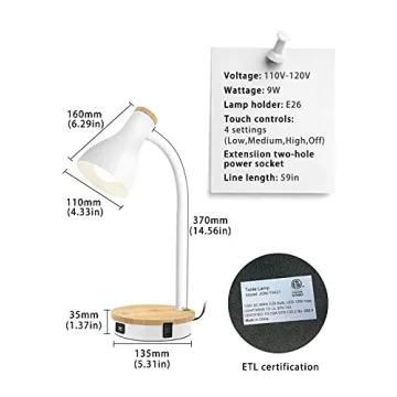 Versatile Metal Desk Lamp with Wireless Charging & USB Ports