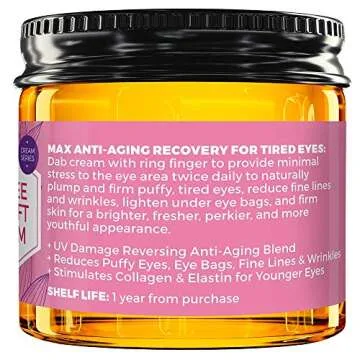 Leven Rose Lifting Coffee Eye Cream with Caffeine 1 oz - Natural Solution for Dark Circles and Puffiness - Firming Anti-Aging Under Eye Treatment