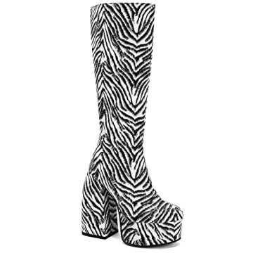 FOWT Spring Chic Embossed Knee High Boots | Stylish Vegan Long Boots