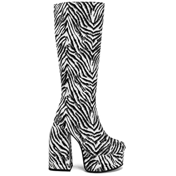 FOWT Chic Embossed Knee High Boots for Stylish Women