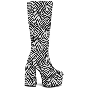 FOWT Chic Embossed Knee High Boots for Stylish Women