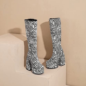 FOWT Chic Embossed Knee High Boots for Stylish Women