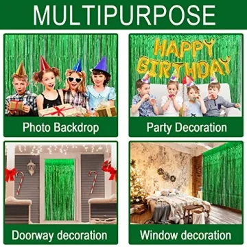 Vibrant 3 Pack Tinsel Curtain for Festive Decor