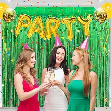 Vibrant 3 Pack Tinsel Curtain for Festive Decor