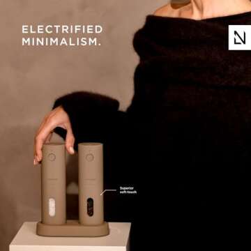 LARS NYSØM Electric Salt and Pepper Grinder Set I Automatic Salt and Pepper Mills with Adjustable Ceramic Grinder I USB Rechargeable Electric Spice Mill Set (Brick Red)