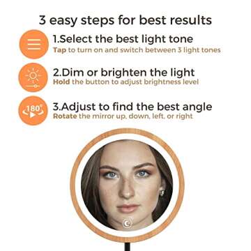 Kimikata LED Lighted Mirror with Adjustable Lighting