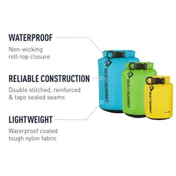 Sea to Summit Lightweight Dry Sack 3-Piece Dry Bag Set, 1L, 2L, and 4L
