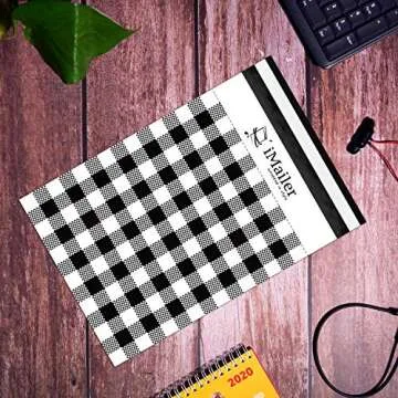 100 Count - 14.5 x 19 inch,Poly Mailer Black Gingham Plaid Package Envelope, Mailing Shipping Bags with Self Seal Strip