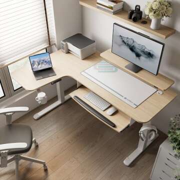 EUREKA ERGONOMIC Standing Desk Adjustable Height 61" Electric Sit Stand Computer Desk L Shaped with ...