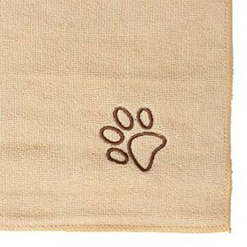 My Doggy Place - Super Absorbent Microfiber Towel - Dog Bathing Supplies - Microfiber Drying Towel - Washer Safe - Oatmeal with Paw Print - 45 x 28 in - 2 Pack