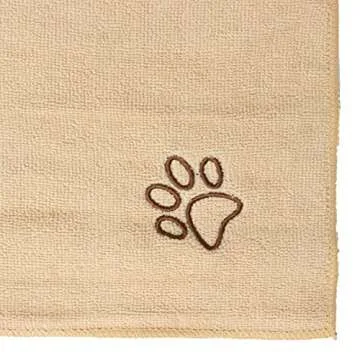 My Doggy Place - Super Absorbent Microfiber Towel - Dog Bathing Supplies - Microfiber Drying Towel - Washer Safe - Oatmeal with Paw Print - 45 x 28 in - 2 Pack