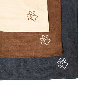 My Doggy Place - Super Absorbent Microfiber Towel - Dog Bathing Supplies - Microfiber Drying Towel - Washer Safe - Oatmeal with Paw Print - 45 x 28 in - 2 Pack