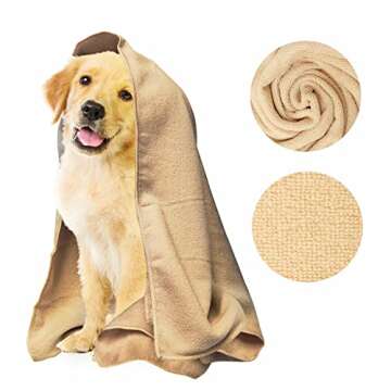 My Doggy Place - Super Absorbent Microfiber Towel - Dog Bathing Supplies - Microfiber Drying Towel - Washer Safe - Oatmeal with Paw Print - 45 x 28 in - 2 Pack