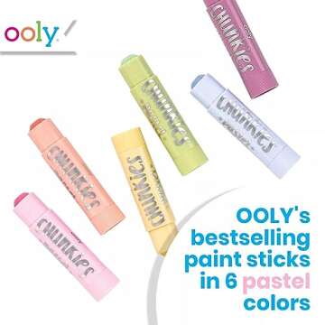 Ooly Chunkies 6 Pastel Paint Sticks For Kids, Tempera Paint Sticks Pastel Colors Set, No Mess Quick Drying Art Supplies for Toddlers and Kids
