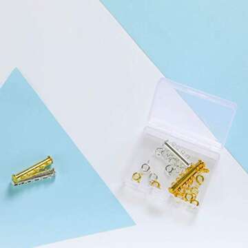 8 Pieces Slide Clasp Lock Necklace Connector Multi Strands Slide Tube Clasps with Storage Box for Layered Bracelet Necklace Jewelry Crafts (4 Sizes, Gold, Silver)