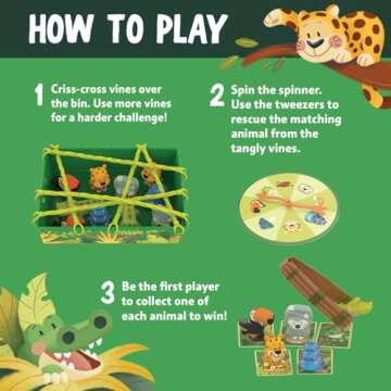 Educational Insights Jungle Rescue Toddler Board Game - Games for Kids Ages 3+, Animal Preschool Games, Board Games for Kids
