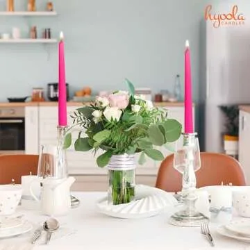 Hyoola 12 Inch Hot Pink Taper Candles - 12 Pack Dripless Design