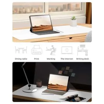 YSAGi Leather Desk Protector, Office Mat, Large Mouse Mat, Non-Slip PU Leather Blotter, Laptop Desk Pad, Waterproof Writing Pad for Office and Home (White, 35.4" x 17")