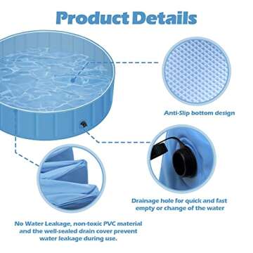 Durable 47" Foldable Dog Bath Pool for Pets
